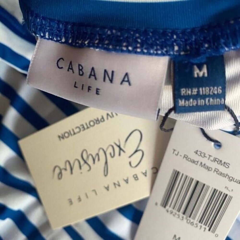 Cabana Life Women’s Striped  UPF 50+ Long Sleeve Shirt swim pool sports Sz M New - Picture 5 of 13